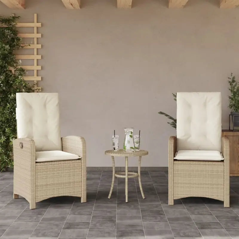 Tuinstoelen met poly rattan voor comfortabele zitervaring en wasbare hoes - Beige / 2 - Tuinstoelen