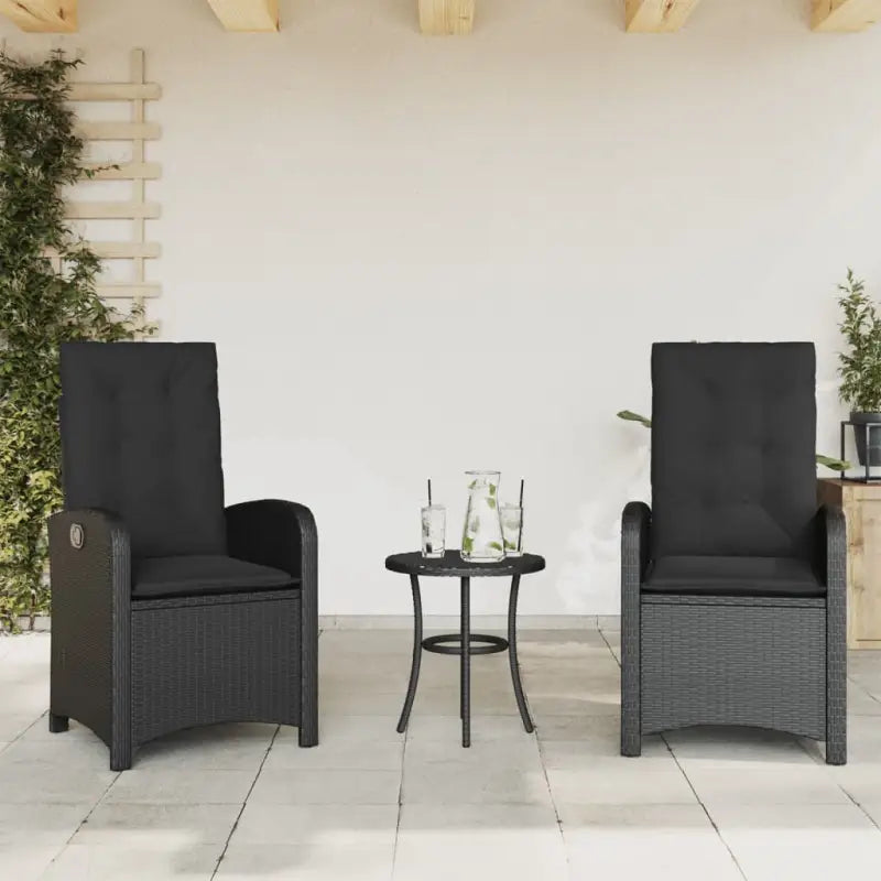 Tuinstoelen met poly rattan voor comfortabele zitervaring en wasbare hoes - Zwart / 2 - Tuinstoelen
