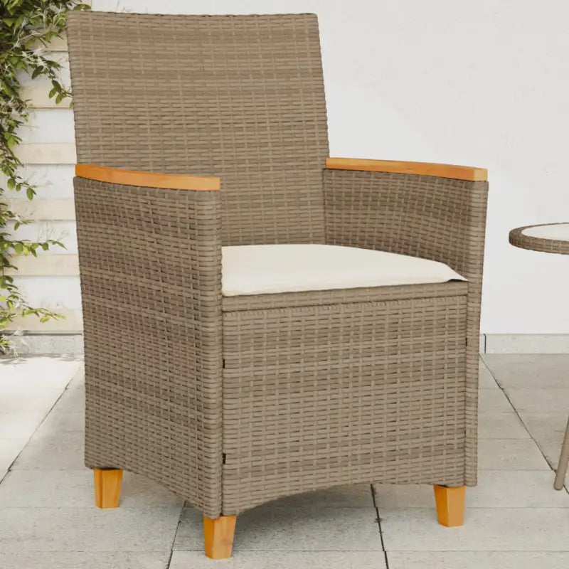 Tuinstoelen met poly rattan voor een comfortabele zitervaring - Beige / 1 / Houten armleuning - Tuinstoelen