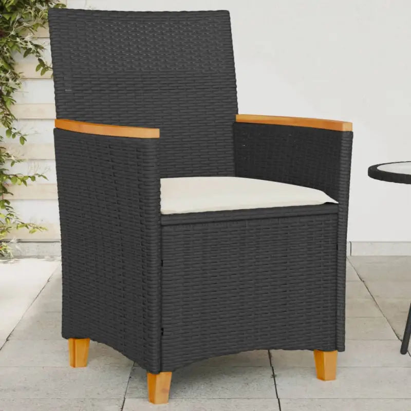 Tuinstoelen met poly rattan voor een comfortabele zitervaring - Zwart / 1 / Houten armleuning - Tuinstoelen