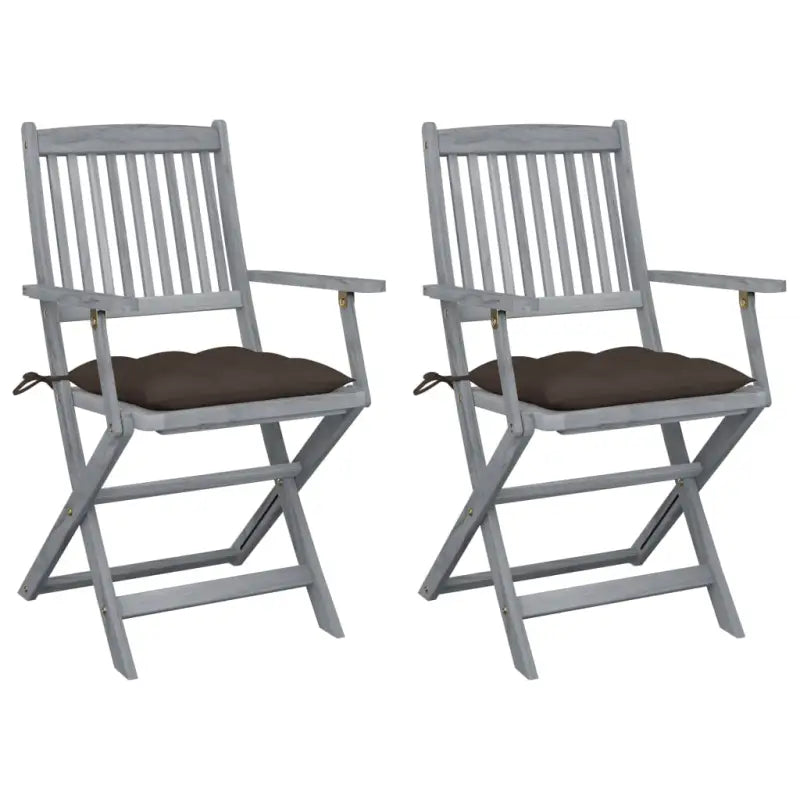Tuinstoelen set van massief acaciahout met kussens voor buitenâ - Taupe / 2 - Tuinstoelen