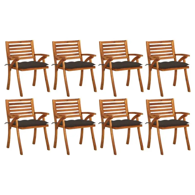Tuinstoelen set van massief acaciahout met touwtjes voor tuin of terras - Taupe / 8 - Tuinstoelen