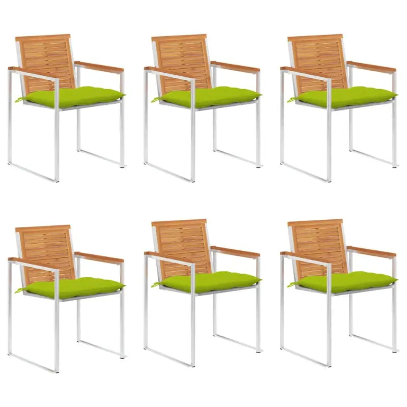 Tuinstoelen van massief acaciahout en roestvrij staal voor buitengebruik - Heldergroen / 6 - Tuinstoelen