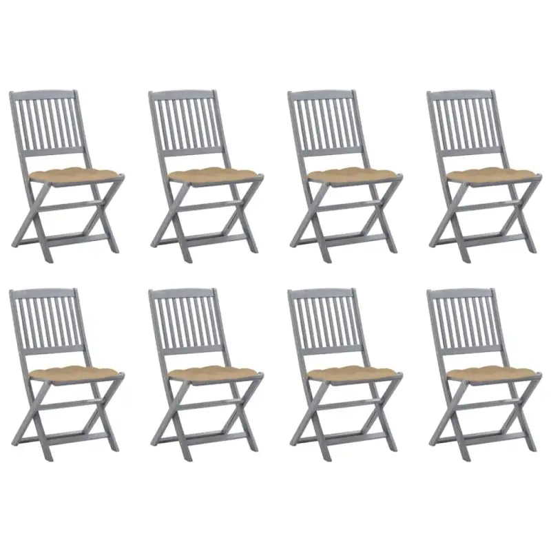 Tuinstoelen van massief acaciahout met kussens voor buiteneten - Beige / 8 - Tuinstoelen