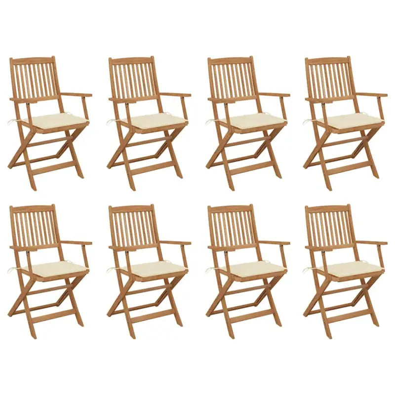 Tuinstoelen van massief acaciahout met kussens voor tuin en terras - Crème / 8 - Tuinstoelen