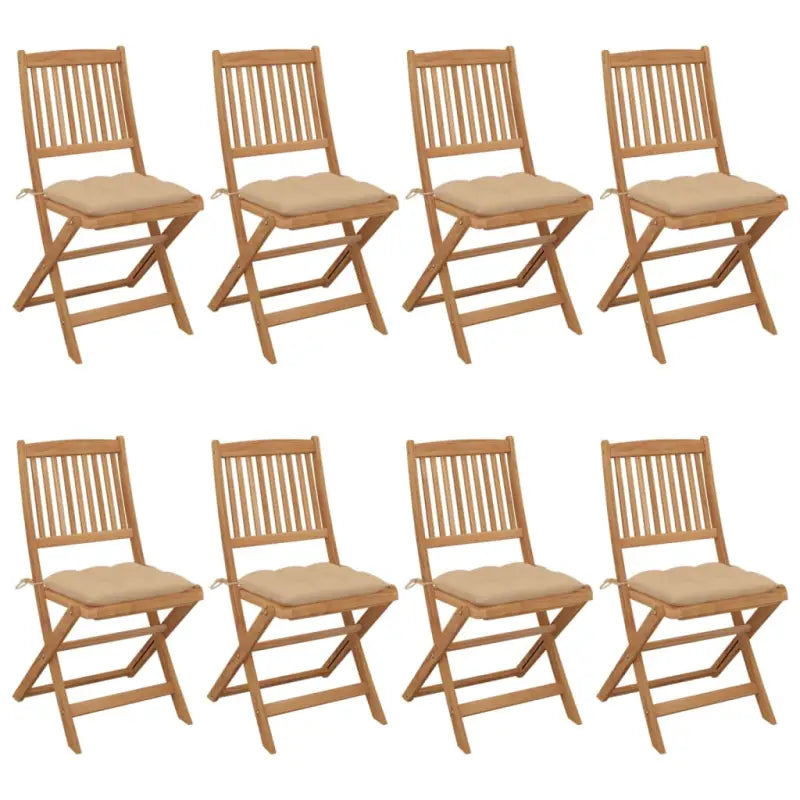 Tuinstoelen van massief acaciahout met kussens voor tuin en terras - Beige / 8 / Zonder armleuning - Tuinstoelen