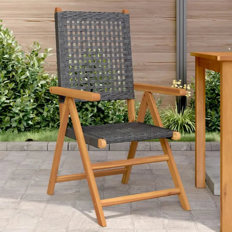 Tuinstoelen van massief acaciahout met poly rattan voor buitengebruik - Tuinstoelen