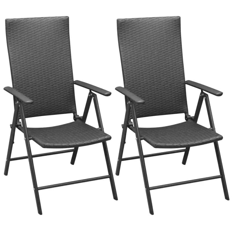 Tuinstoelen van PE-rattan met gepoedercoat aluminium frame - Zwart / 2 - Tuinstoelen