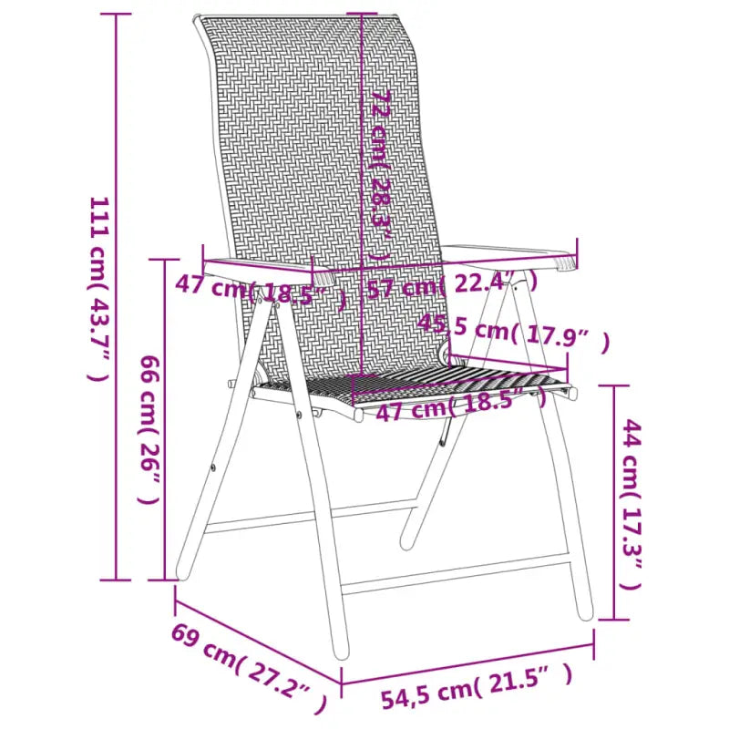 Tuinstoelen van poly rattan met hoogte verstelbaar voor buitengebruik - Tuinstoelen