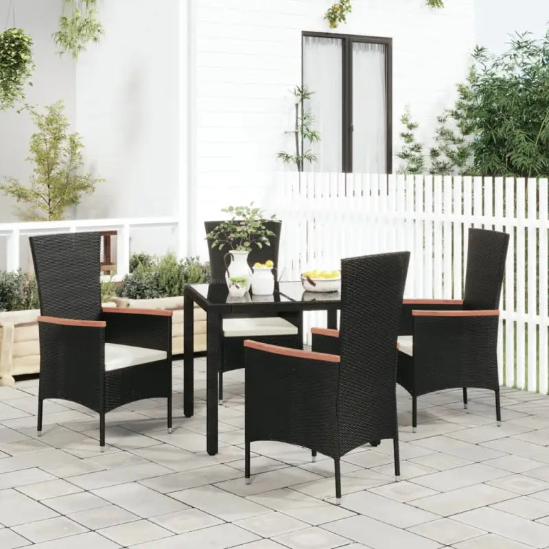 Tuinstoelen van poly rattan met massief acaciahout voor tuin en terras - Tuinstoelen