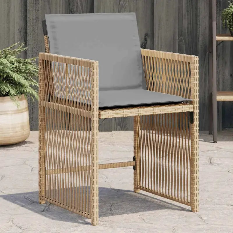 Tuinstoelen van poly rattan voor comfortabele zitervaring met wasbare hoes - Gemengd beige / 4 - Tuinstoelen