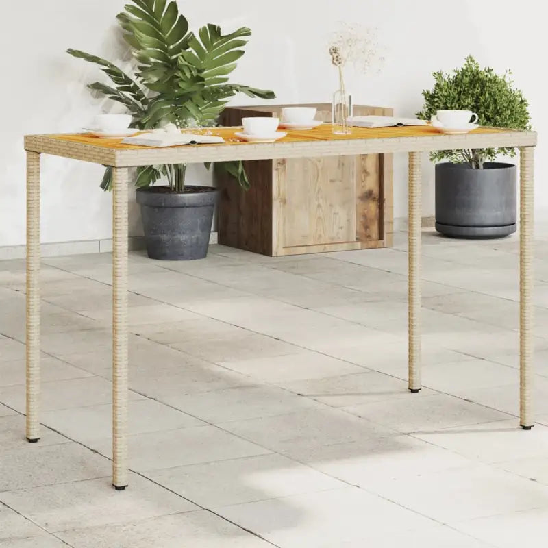 Tuintafel met glazen blad en poly rattan voor buiten gemakkelijk schoon - Beige / 1 / Hout - Tuintafels