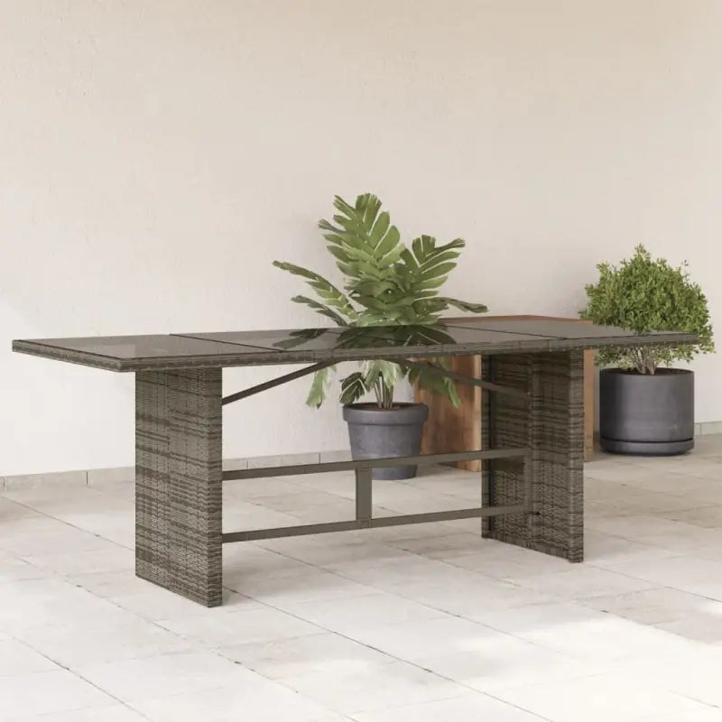 Tuintafel met glazen blad en poly rattan voor gemakkelijk schoon buitenruimte - Grijs / 1 / Glas - Tuintafels
