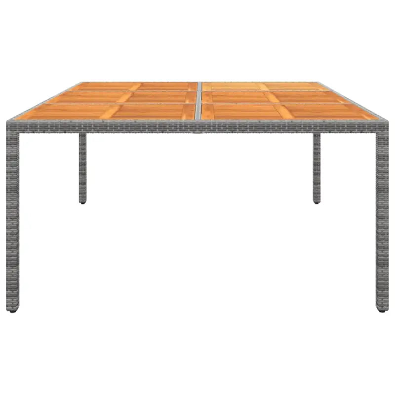 Tuintafel met poly rattan en massief acaciahout voor buitenruimtes - Grijs / 1 - Tuintafels