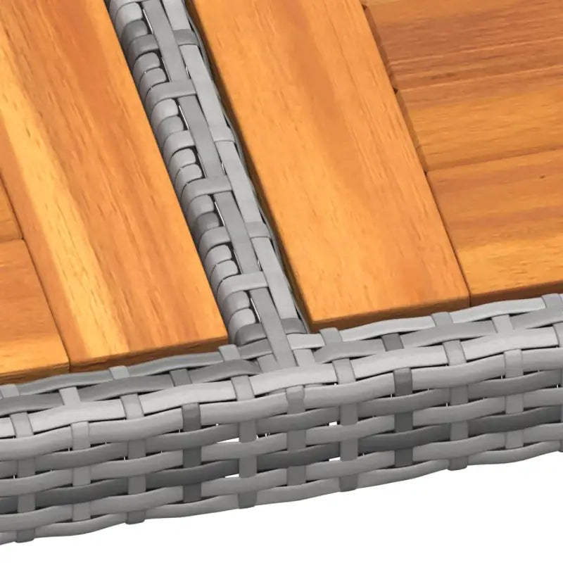 Tuintafel met poly rattan en massief acaciahout voor buitenruimtes - Grijs / 1 - Tuintafels