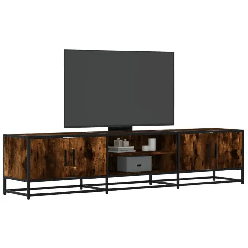 Tv-meubel in grijs Sonoma met bewerkt hout en industrieel metalen frame - Gerookt eiken / 1 / 180 cm - Tv-meubels