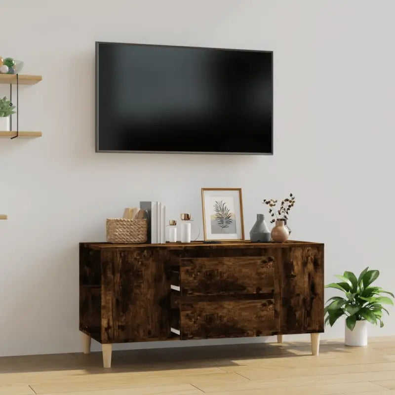 Tv-meubel in Scandinavische stijl van bewerkt hout met moderne charme - Gerookt eiken / 1 - Tv-meubels