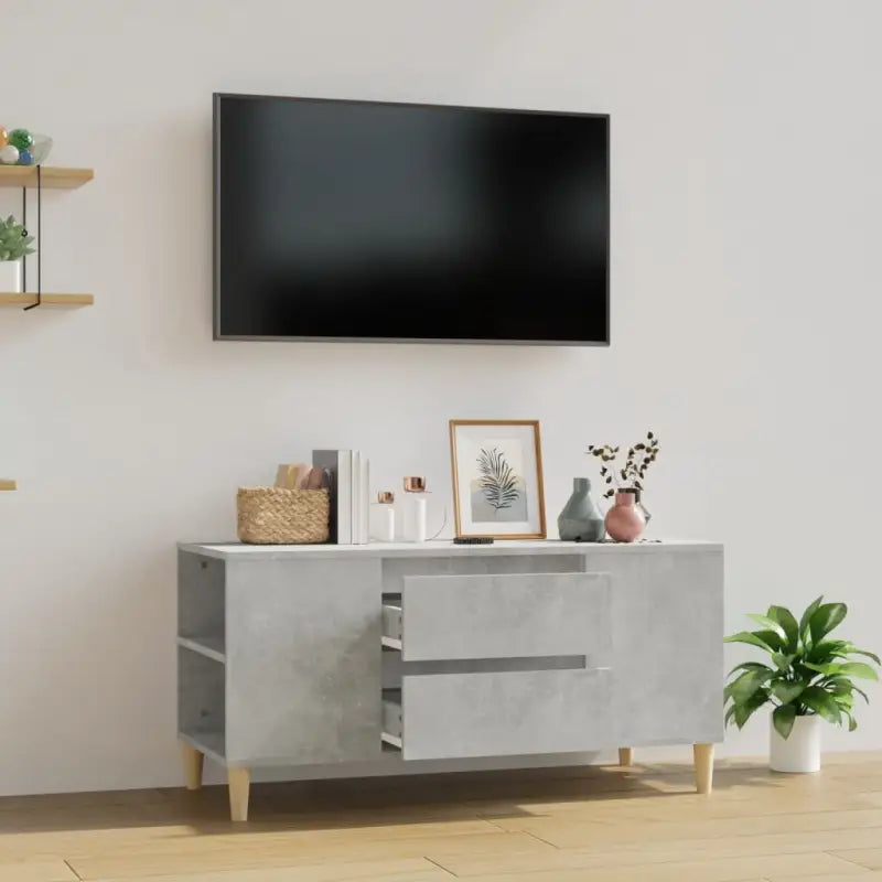 Tv-meubel in Scandinavische stijl van bewerkt hout met moderne charme - Betongrijs / 1 - Tv-meubels