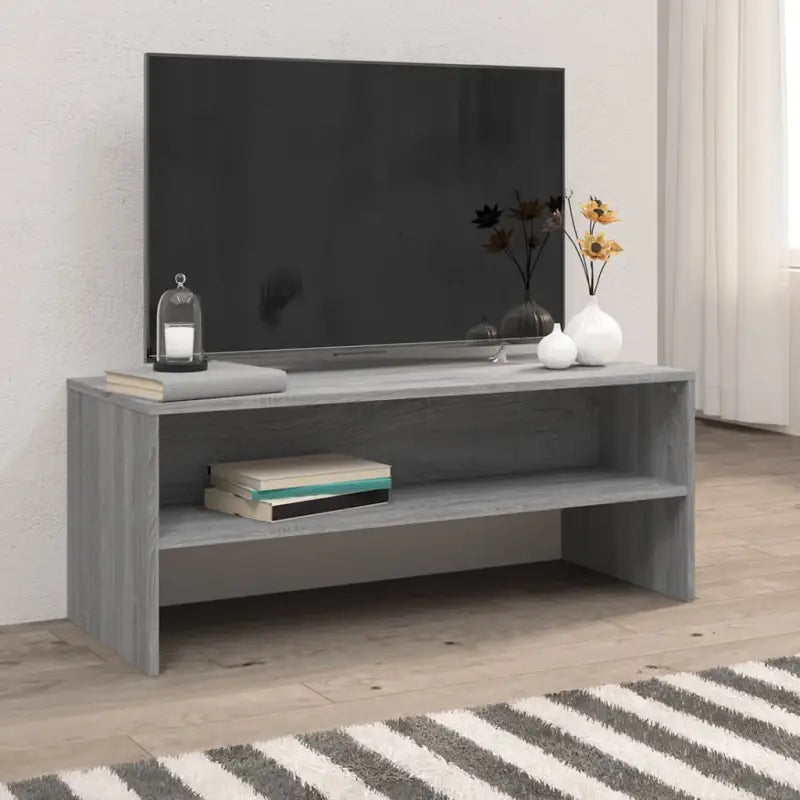 Tv-meubel in vintage stijl met bewerkt hout en open vakken - Grijs sonoma / 1 - Tv-meubels