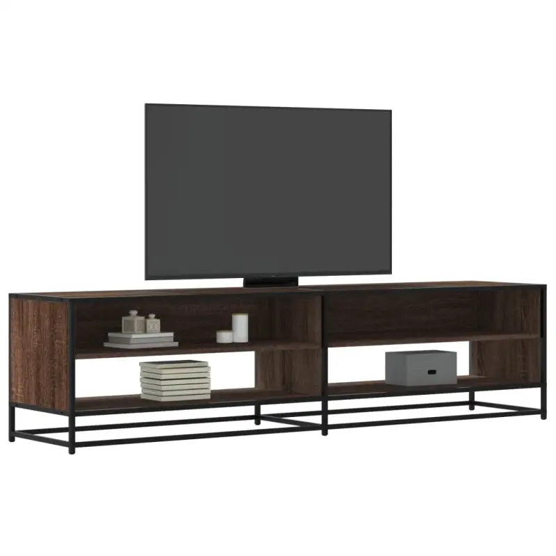 Tv-meubel met bewerkt hout en industrieel metalen frame - bruin eikenkleur / 1 / 180.5 cm - Tv-meubels