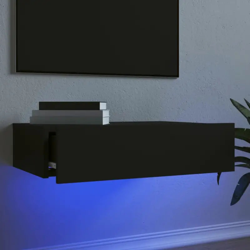 Tv-meubel met bewerkt hout en rgb led-verlichting voor een moderne look - Zwart / 1 / 60 cm - Tv-meubels