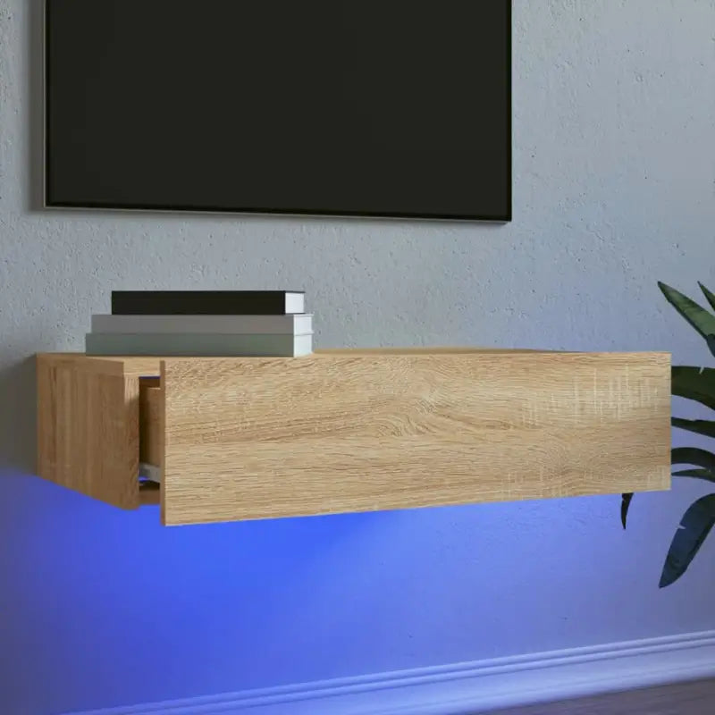 Tv-meubel met bewerkt hout en rgb led-verlichting voor een moderne look - Sonoma eiken / 1 / 60 cm - Tv-meubels