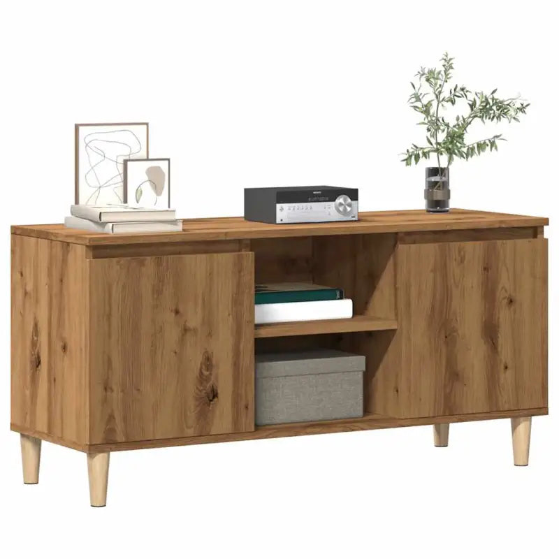 Tv-meubel met houten poten in Scandinavisch design - artisanaal eikenkleurig / 1 - Tv-meubels