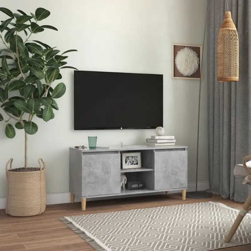 Tv-meubel met houten poten in Scandinavisch design - Betongrijs / 1 - Tv-meubels