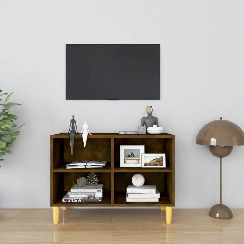 Tv-meubel met houten poten in Scandinavisch design - Gerookt eiken / 1 / 69.5 cm - Tv-meubels
