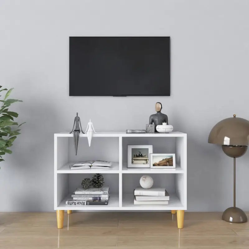 Tv-meubel met houten poten in Scandinavisch design - Wit / 1 / 69.5 cm - Tv-meubels