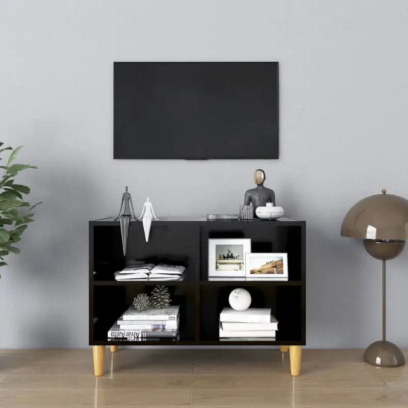 Tv-meubel met houten poten in Scandinavisch design - Zwart / 1 / 69.5 cm - Tv-meubels