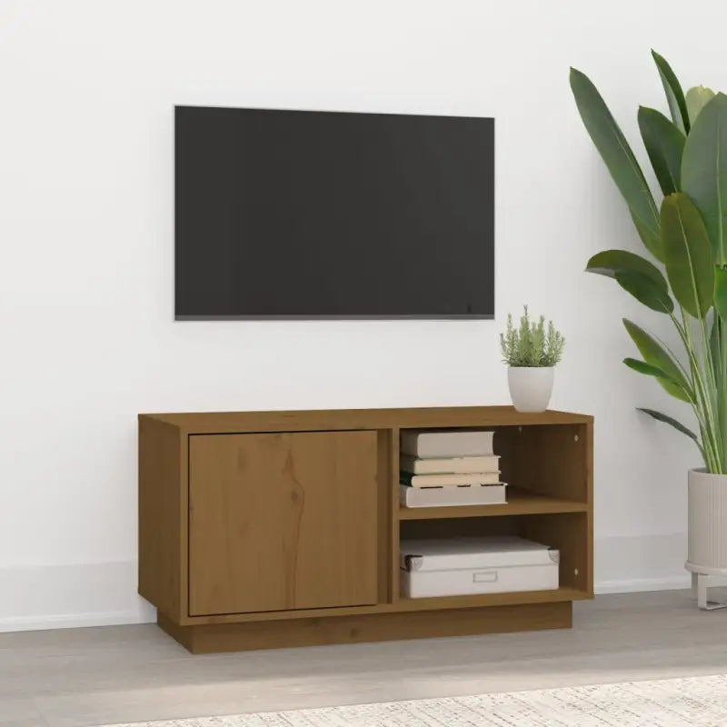 Tv-meubel met massief grenenhout voor een trendy en natuurlijk interieur - Honingbruin / 1 - Tv-meubels