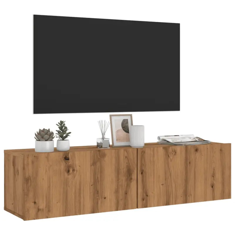 Tv-meubel met neerklapbare deuren en bewerkt hout voor een stijlvolle kamer - artisanaal eikenkleurig / 1 / 120 cm
