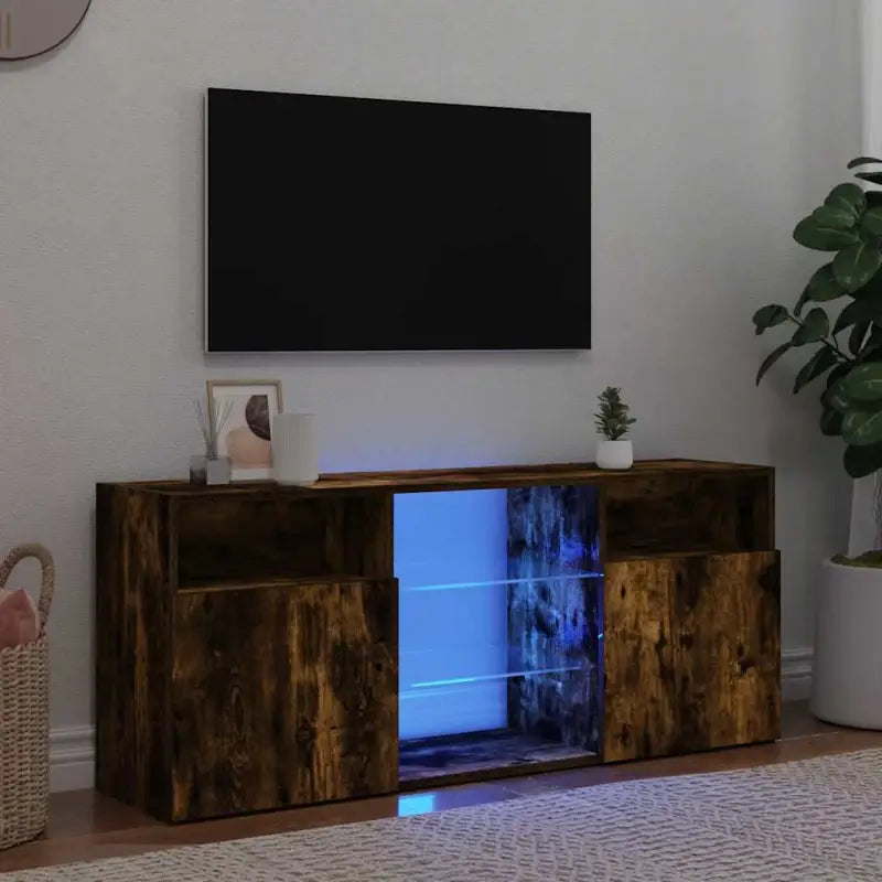 Tv-meubel met RGB LED-verlichting en duurzaam bewerkt hout - Gerookt eiken / 1 - Tv-meubels