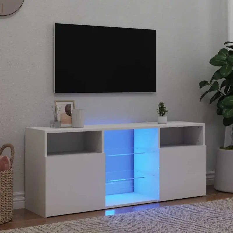 Tv-meubel met RGB LED-verlichting en duurzaam bewerkt hout - Wit / 1 - Tv-meubels