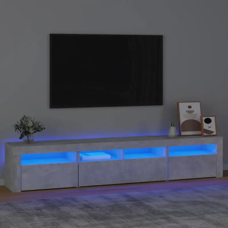 Tv-meubel met rgb led-verlichting en hoogwaardig bewerkt hout - Betongrijs / 1 / 210 cm - Tv-meubels
