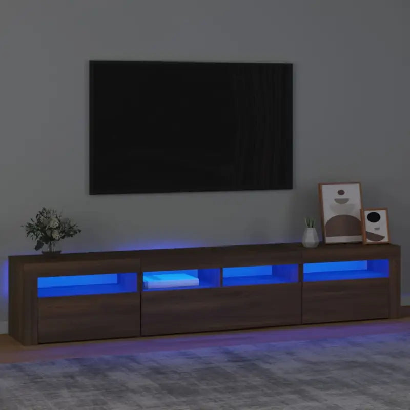 Tv-meubel met rgb led-verlichting en hoogwaardig bewerkt hout - bruin eikenkleur / 1 / 210 cm - Tv-meubels
