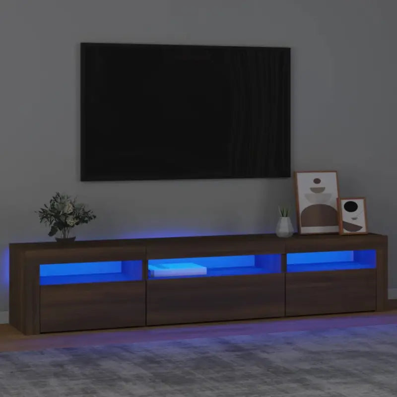 Tv-meubel met rgb led-verlichting en hoogwaardig bewerkt hout - bruin eikenkleur / 1 / 195 cm - Tv-meubels