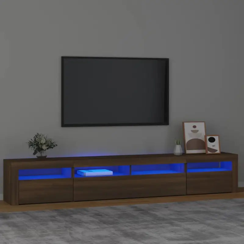 Tv-meubel met rgb led-verlichting en hoogwaardig bewerkt hout - bruin eikenkleur / 1 / 240 cm - Tv-meubels
