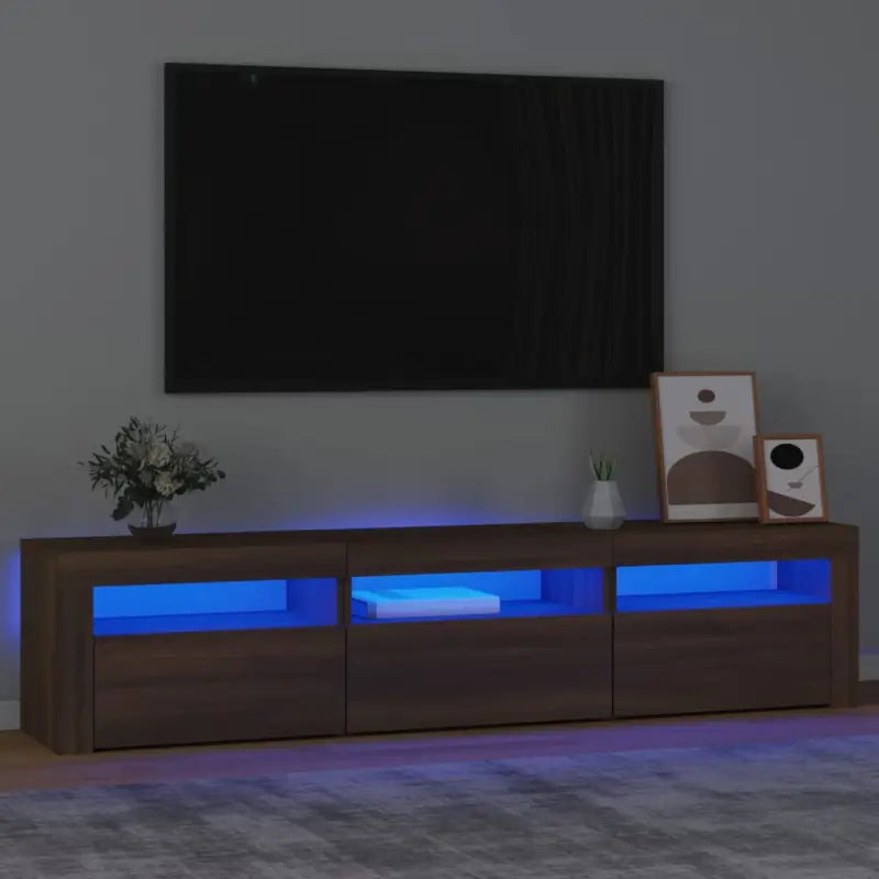 Tv-meubel met rgb led-verlichting en hoogwaardig bewerkt hout - bruin eikenkleur / 1 / 180 cm - Tv-meubels