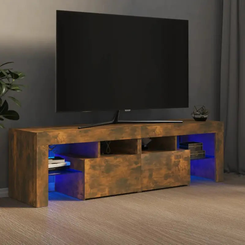 Tv-meubel met rgb led-verlichting en hoogwaardig bewerkt hout - Gerookt eiken / 1 - Tv-meubels