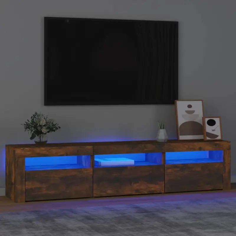 Tv-meubel met rgb led-verlichting en hoogwaardig bewerkt hout - Gerookt eiken / 1 / 180 cm - Tv-meubels
