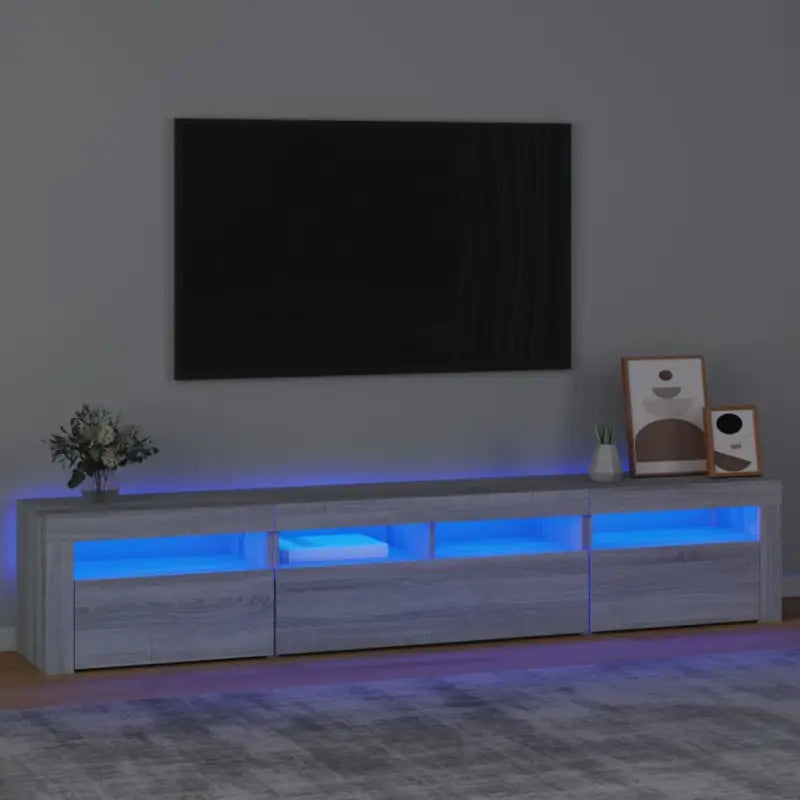 Tv-meubel met rgb led-verlichting en hoogwaardig bewerkt hout - Grijs sonoma / 1 / 210 cm - Tv-meubels