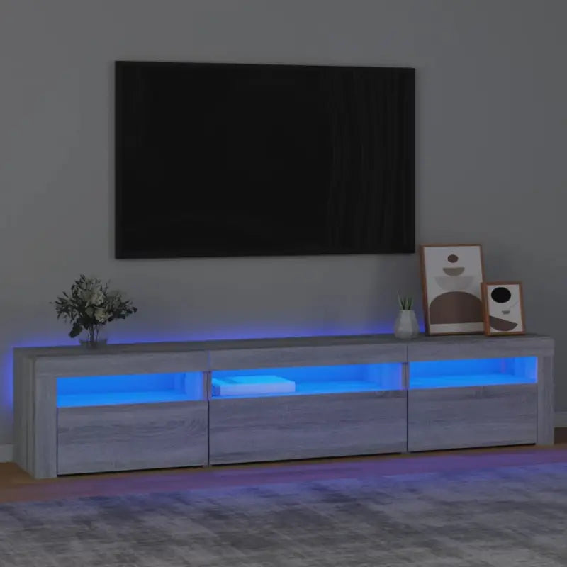 Tv-meubel met rgb led-verlichting en hoogwaardig bewerkt hout - Grijs sonoma / 1 / 195 cm - Tv-meubels