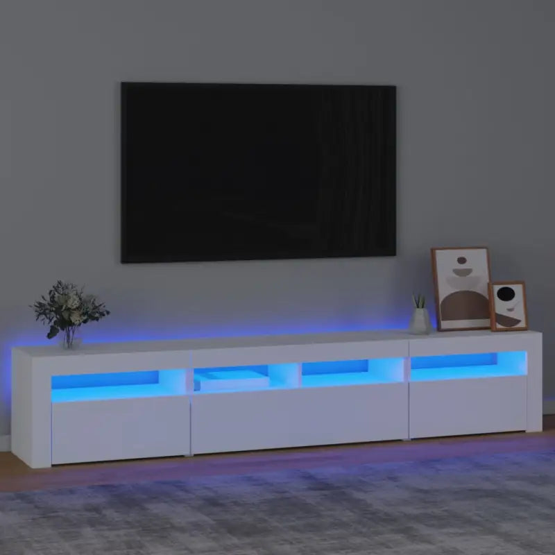 Tv-meubel met rgb led-verlichting en hoogwaardig bewerkt hout - Wit / 1 / 210 cm - Tv-meubels