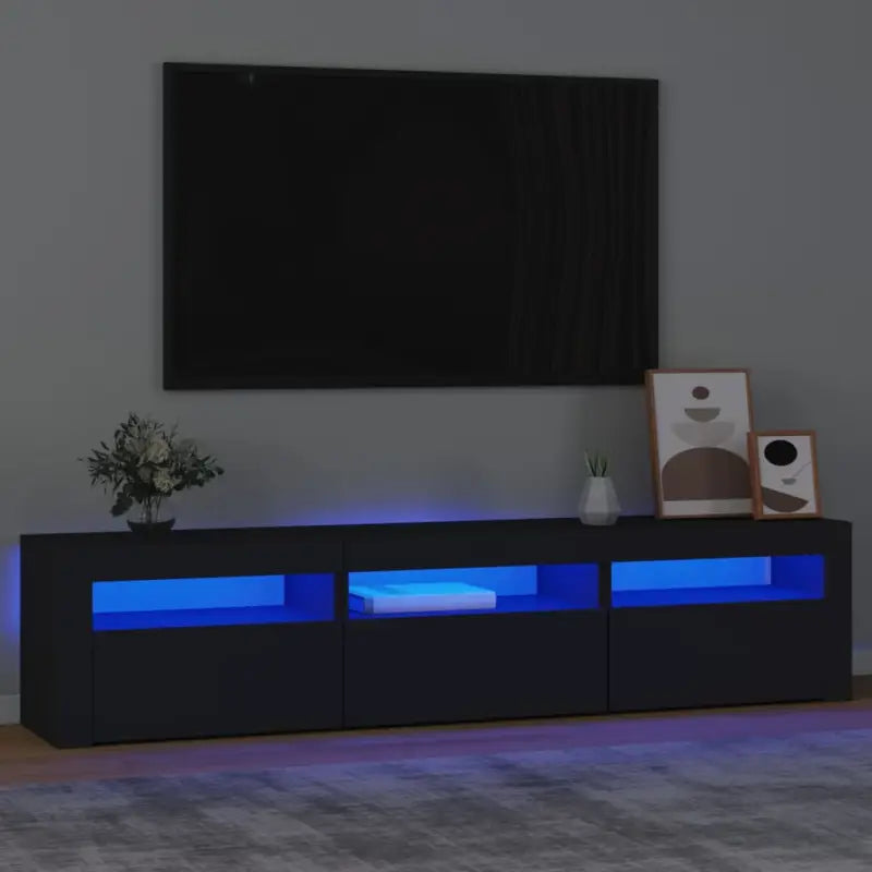 Tv-meubel met rgb led-verlichting en hoogwaardig bewerkt hout - Zwart / 1 / 180 cm - Tv-meubels