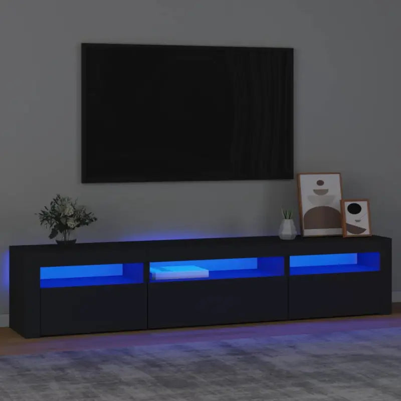 Tv-meubel met rgb led-verlichting en hoogwaardig bewerkt hout - Zwart / 1 / 195 cm - Tv-meubels