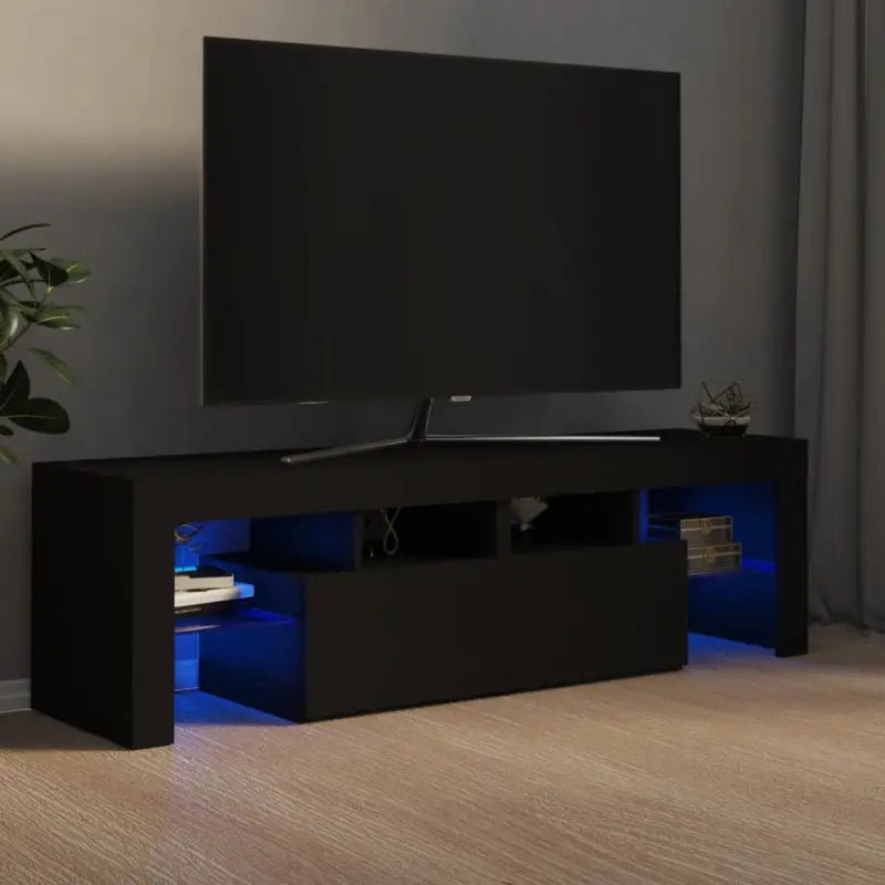 Tv-meubel met rgb led-verlichting en hoogwaardig bewerkt hout - Zwart / 1 - Tv-meubels