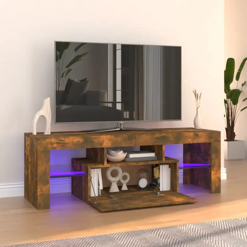 Tv-meubel met RGB LED-verlichting en modern design - Gerookt eiken / 1 - Tv-meubels
