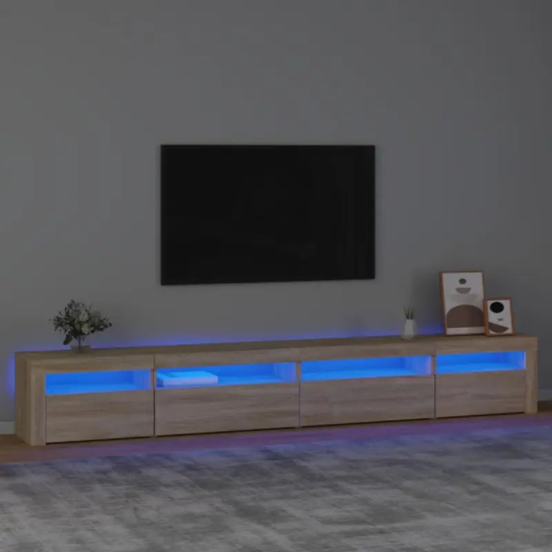 Tv-meubel met rgb led-verlichting en praktisch houten ontwerp - Sonoma eiken / 1 / 270 cm - Tv-meubels